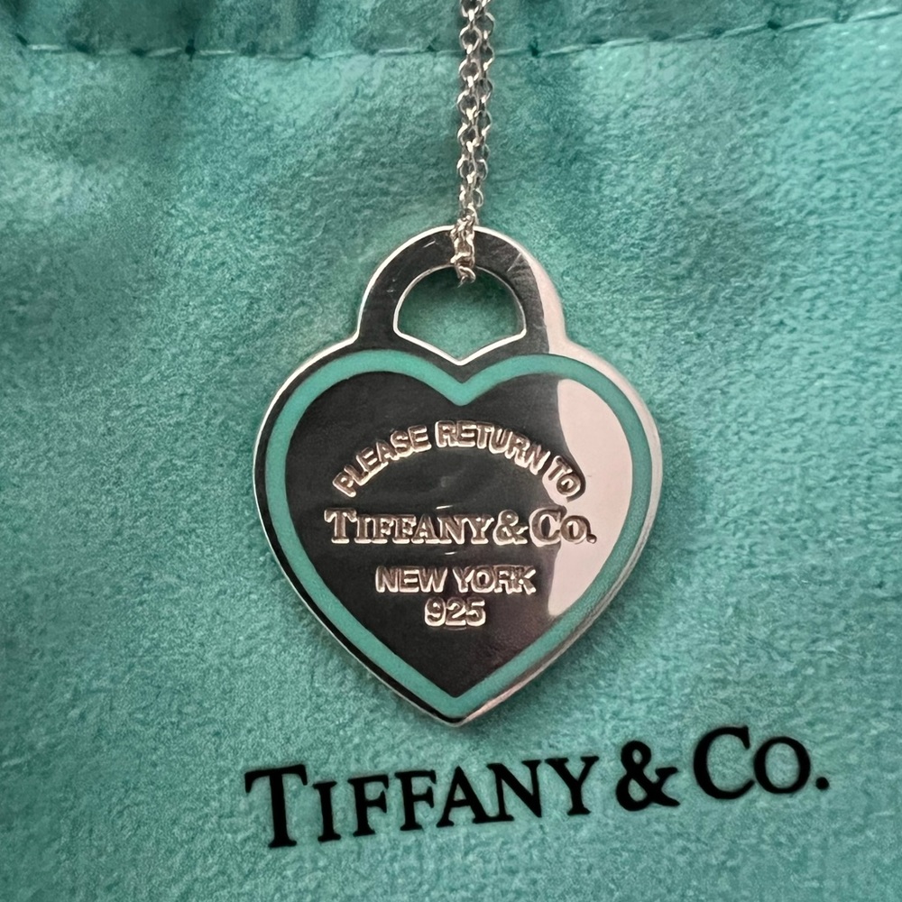 Tiffany and co heart necklace with enamel